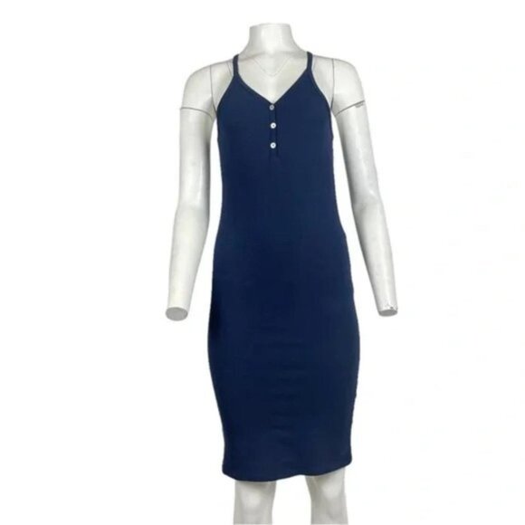 Sleeveless Midi Bodycon Dress Blue - Picture 1 of 3